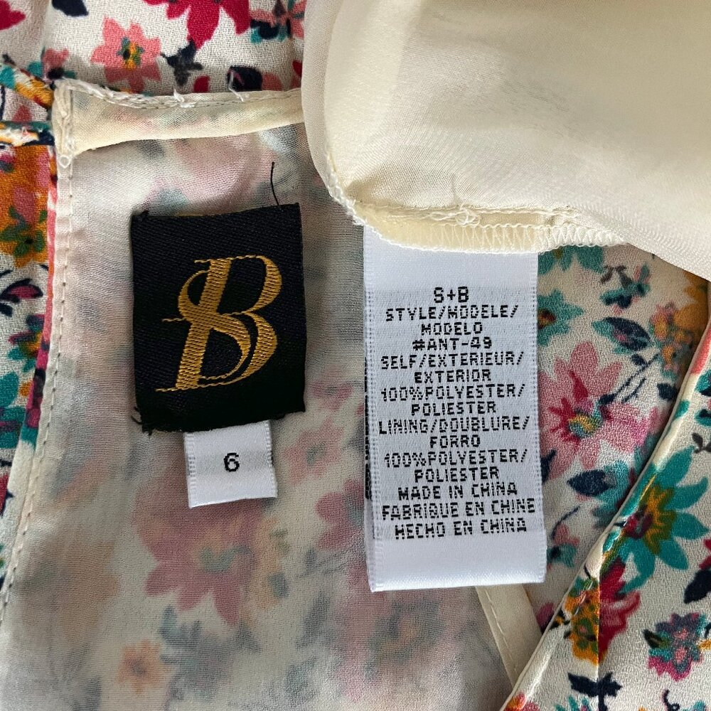 S+B two layer multi color sleeveless floral print dress, size 6 - Picture 6 of 6